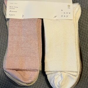 a new day Shimmer Mid-Crew Socks - Pink & Cream